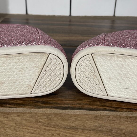 Toms Classic Womens Size 5.5 Shoes Rose Glow Iridescent Glitter Slip On Flats - Picture 8 of 13